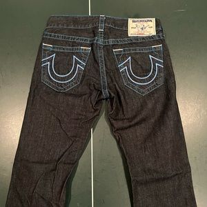 True Religion Jeans - Men's Straight - Black Jeans w/ Blue & White - Size 31